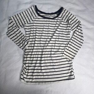 Motherhood Maternity Striped Long Sleeve Ruched Side Top Black White Size Medium